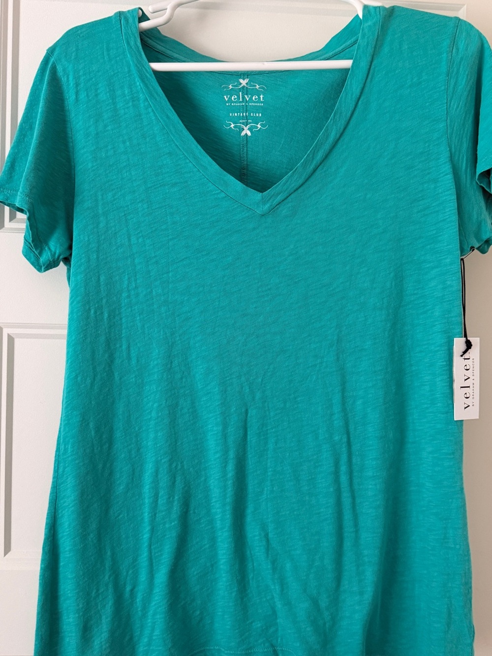 Velvet Teal V-Neck Short Sleeve Tee